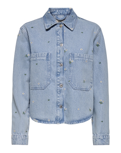 Only - ONLCassie Embrodery Overshirt - Light Blue Denim